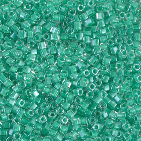 1.8mm Miyuki Cubes - Dark Mint Green Lined Crystal