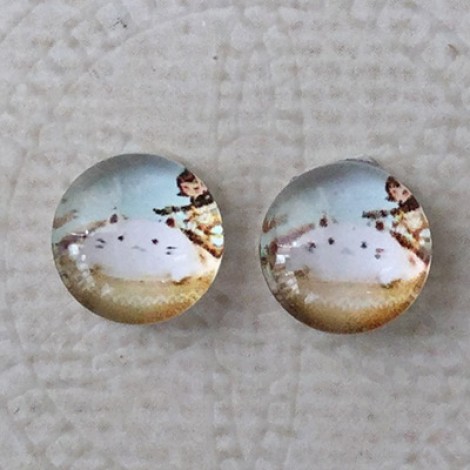 10mm Art Glass Backed Cabochons  - Cosmopolitan Cats 12