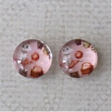 10mm Art Glass Backed Cabochons  - Cosmopolitan Cats 2 - Pack of 2