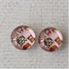 10mm Art Glass Backed Cabochons  - Cosmopolitan Cats 3 - Pack of 2