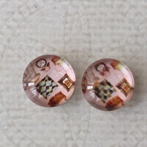 10mm Art Glass Backed Cabochons  - Cosmopolitan Cats 3