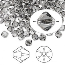 6mm Crystal Passions® 5328 Crystal Bicones - Black Diamond - Pack of 10