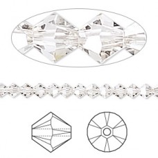 6mm Swarovski 5328 Bicones - Crystal Silver Shade  - Pack of 10