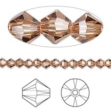 4mm Swarovski Faceted Bicones - Satin Light Topaz - Pack of 10