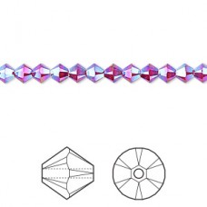 4mm Swarovski Faceted Swarovski Bicone - Scarlet AB2X - Pack of 10