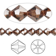4mm Swarovski Faceted Bicones - Satin Dark Topaz - Pack of 10