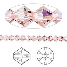 4mm Swarovski Crystal Bicones - Vintage Rose AB - Pack of 10