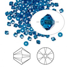 3mm Crystal Passions 5328 Crystal Bicones - Capri Blue - Pack of 12
