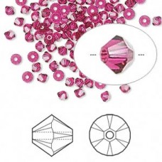 3mm Swarovski 5328 Crystal Bicones - Ruby - Pack of 10