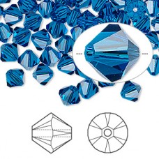6mm Swarovski Crystal Bicones - Blue Capri - Pack of 10