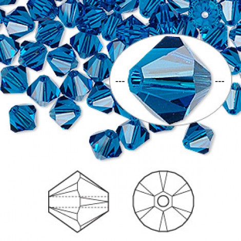 6mm Swarovski Crystal Bicones - Blue Capri