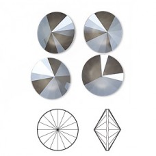 12mm Swarovski Rivoli Crystal Stone - Dark Grey Shiny - Each