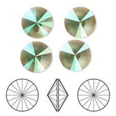 12mm Swarovski Crystal Rivoli - Light Turquoise Luminous Green - Pack of 2
