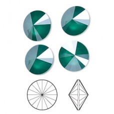 12mm Swarovski Rivoli Crystal Stone - Royal Green Shiny - Each