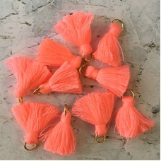 20mm Cotton Mini Tassels with Silver Jumpring - Pack of 10 - Sherbert/Silver