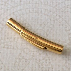 25x4mm Gold Stainless Steel Arc Shaped Tube Pop Clasp for 2mm Cord - Each