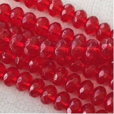 9x6mm Czech Firepolish Rondelles - Siam Ruby - Pack of 10