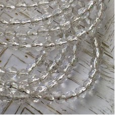 4mm Czech Firepolish Beads - Silver Lined Crystal - Pack of 50