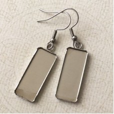 10x25mm ID Stainless Steel High Quality Rectangle Cab trays w-Earwires - Per Pair