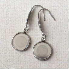12mm ID 316 Stainless Steel Cabochon Settings with Earwires - Pack of 2 Pair