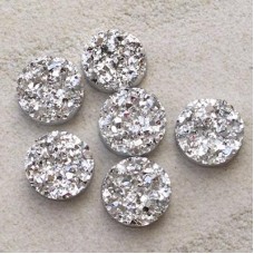 12mm Silver Natural Ore Style Druzy Resin Cabochons - Pack of 10