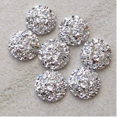 12mm  Silver Druzy Resin Cabochons - Pack of 10