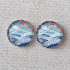 12mm Art Glass Backed Cabochons  - Tokyo Mix 1 - Per Pair