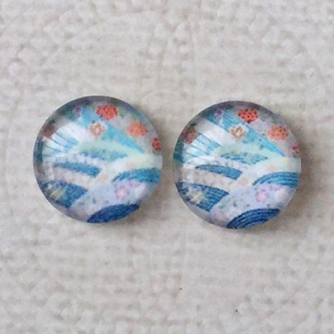 12mm Art Glass Backed Cabochons  - Tokyo Mix 1 - Per Pair