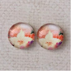 12mm Art Glass Backed Cabochons  - Tokyo Mix 10 - Per Pair