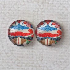 12mm Art Glass Backed Cabochons  - Tokyo Mix 8 - Per Pair