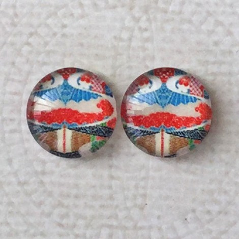 12mm Art Glass Backed Cabochons  - Tokyo Mix 8