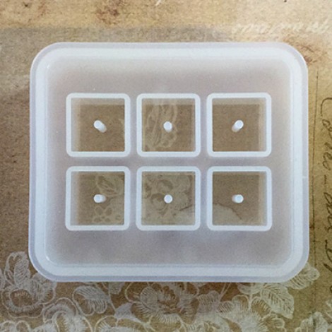 12mm x 6 Compartment Food Grade Silicone Cube Resin Bead Mould w-Holes
