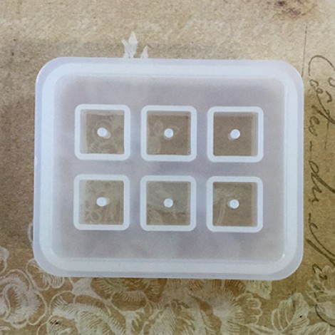 16mm x 6 Compartment Silicone Cube Resin Bead Mould w-Holes
