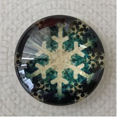 25mm Art Glass Backed Cabochons - Snowflake Design 1 - Each