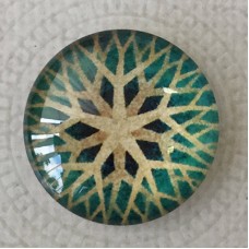 25mm Art Glass Backed Cabochons - Snowflake Design 10 - Each