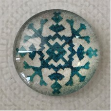 25mm Art Glass Backed Cabochons - Snowflake Design 11 - Each