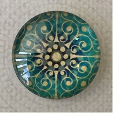 25mm Art Glass Backed Cabochons - Snowflake Design 12 - Each