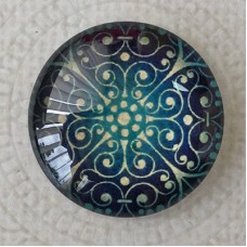 25mm Art Glass Backed Cabochons - Snowflake Design 2 - Each