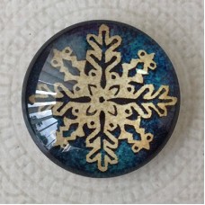 25mm Art Glass Backed Cabochons - Snowflake Design 3 - Each