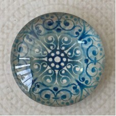 25mm Art Glass Backed Cabochons - Snowflake Design 6 - Each
