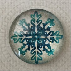 25mm Art Glass Backed Cabochons - Snowflake Design 9 - Each
