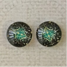 10mm Art Glass Backed Cabochons - Snowflake 8 - Per Pair