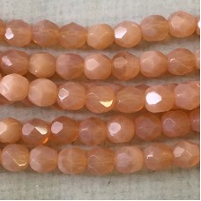 6mm Czech Firepolish Beads - Soft Pink Opal - Pack of 20