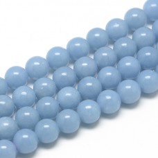 8mm Natural Angelite Light Lilac Blue Gemstone Beads - strand