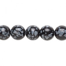 10mm Snowflake Obsidian Round Beads - Per Strand