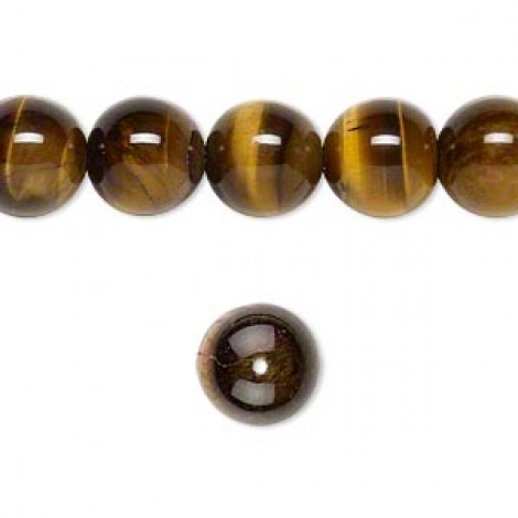 10mm Tigereye Round Natural Gemstone Beads - B Grade