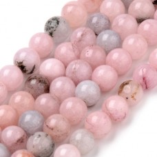 8mm Pink Cherry Blossom Jasper Gemstone Beads - Strand