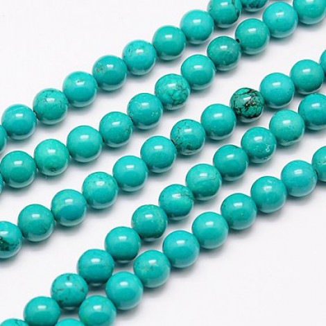 8mm Natural Turquoise Howlite Gemstone Beads - Strand