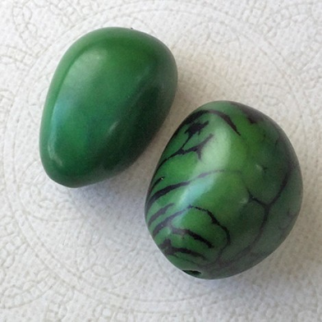 X-Large Tagua Nut Nugget Beads - Green - Pack of 2