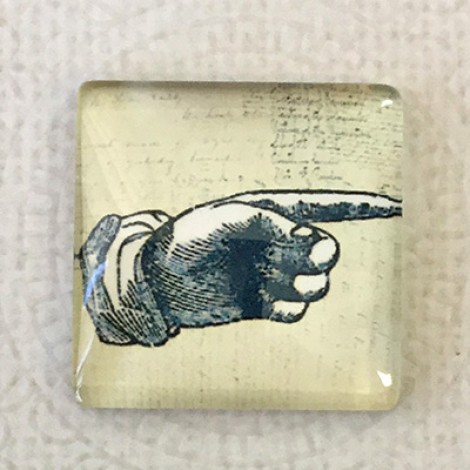 25mm Art Glass Backed Square Cabochons - Vintage Steampunk - Hand - Each